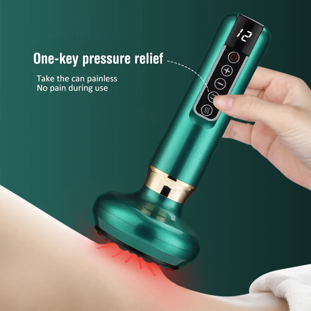 A person using a Fresh Gloss cellulite remover massager for painless one-key pressure relief.